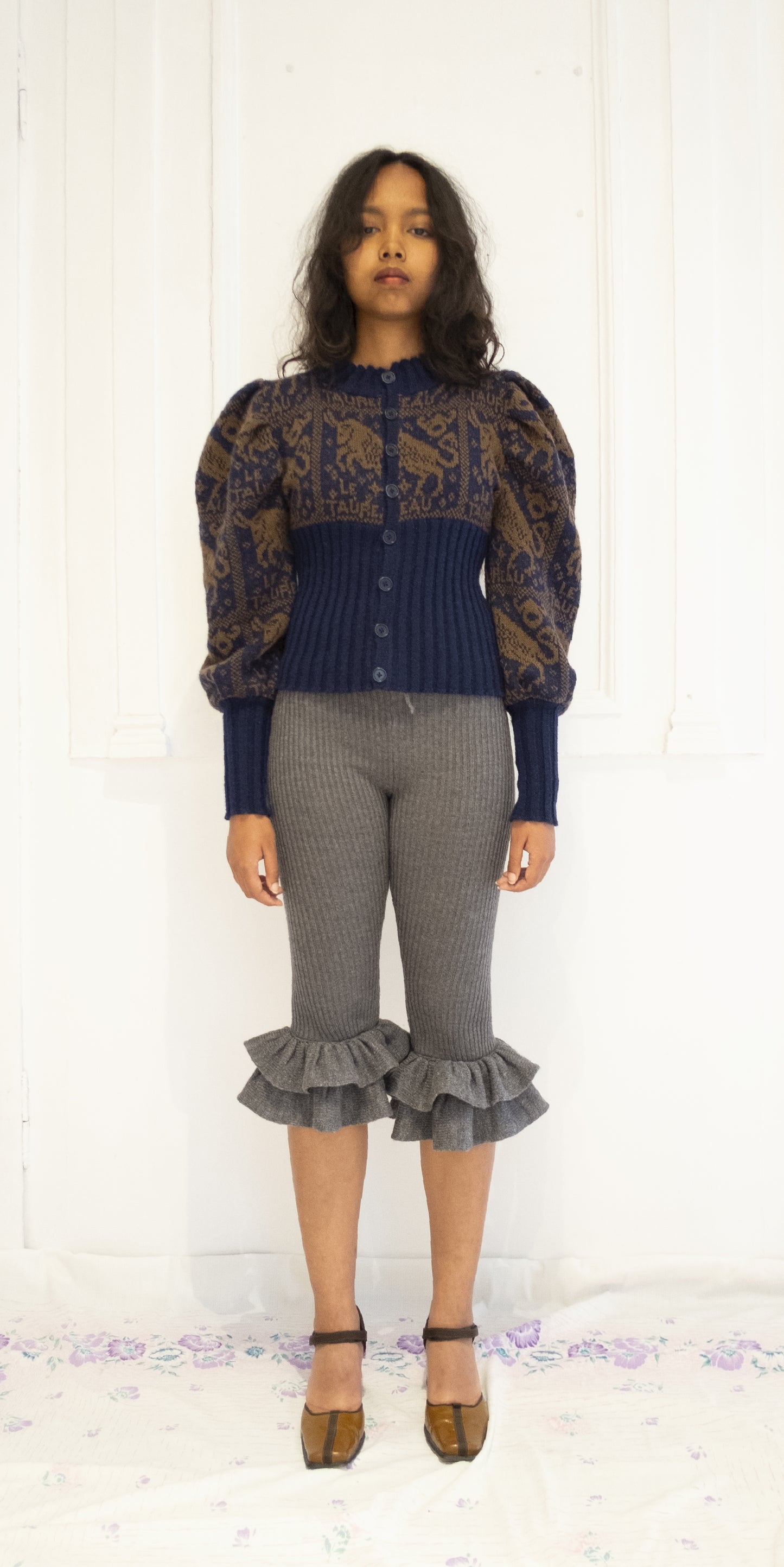 Navy and Brown Zodiac Cardigan