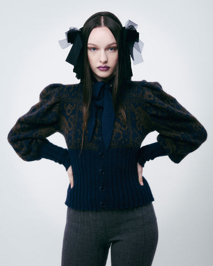 Navy and Brown Zodiac Cardigan