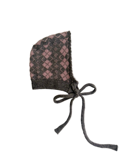 Grey & Pink Argyle Balaclava